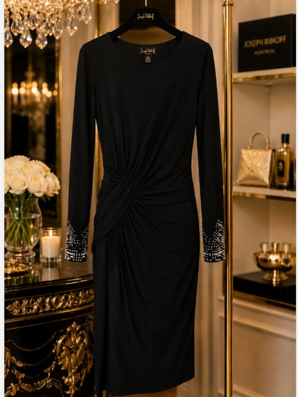 Joseph Ribkoff "Art Deco" Black Dress – NWT Size US 4 – Made in Canada